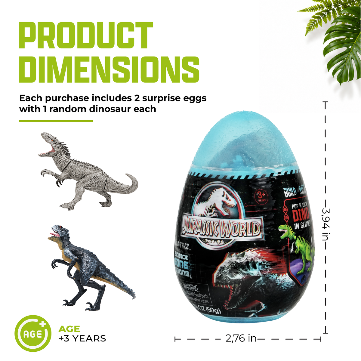 Jurassic World Captivz 2-Pack Surprise Eggs for Kids Ages 3+