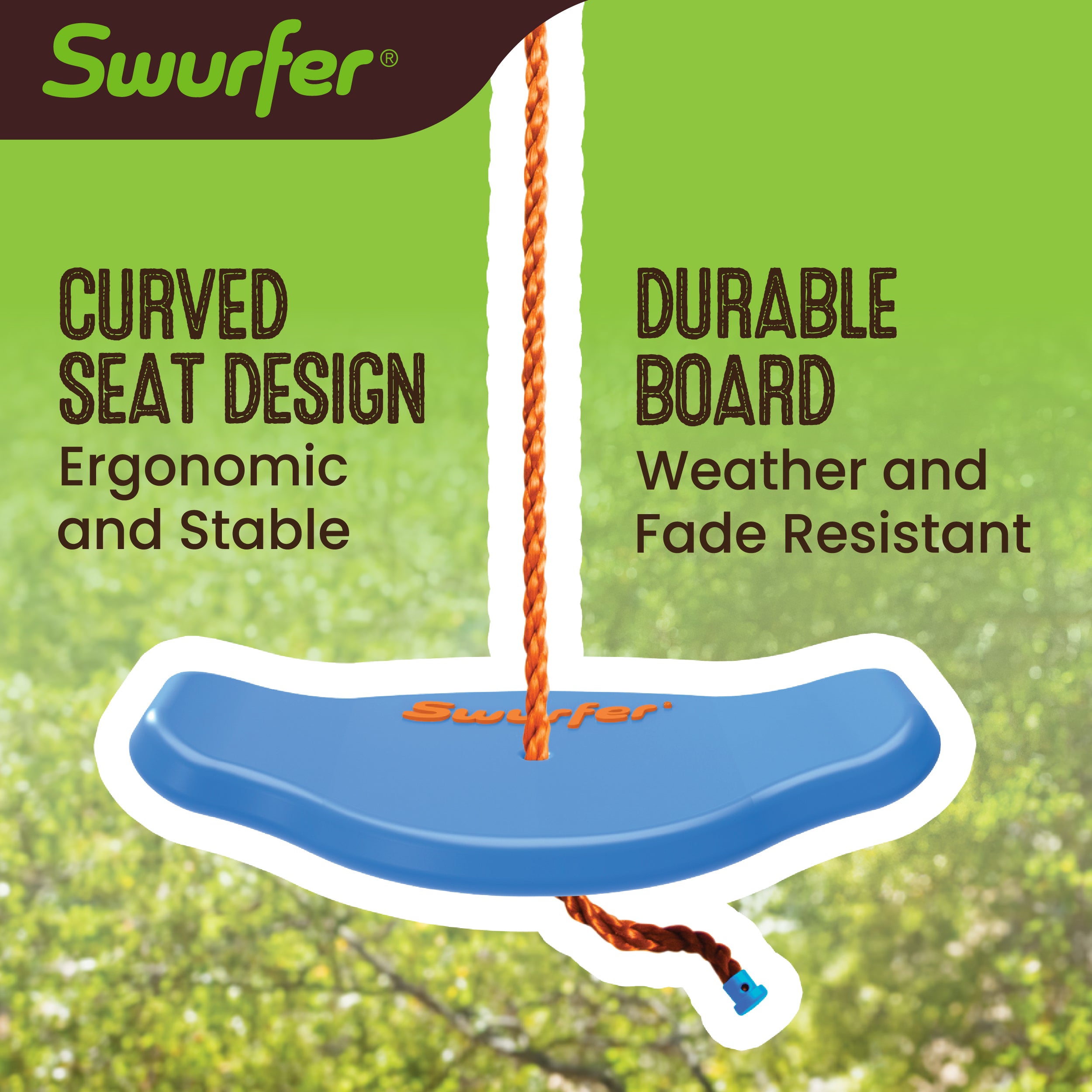 Swurfer Tree Swing - Plastic Swing Sets for Backyard, Outdoor Swing - Swingset Outdoor for Kids, Easy Installation