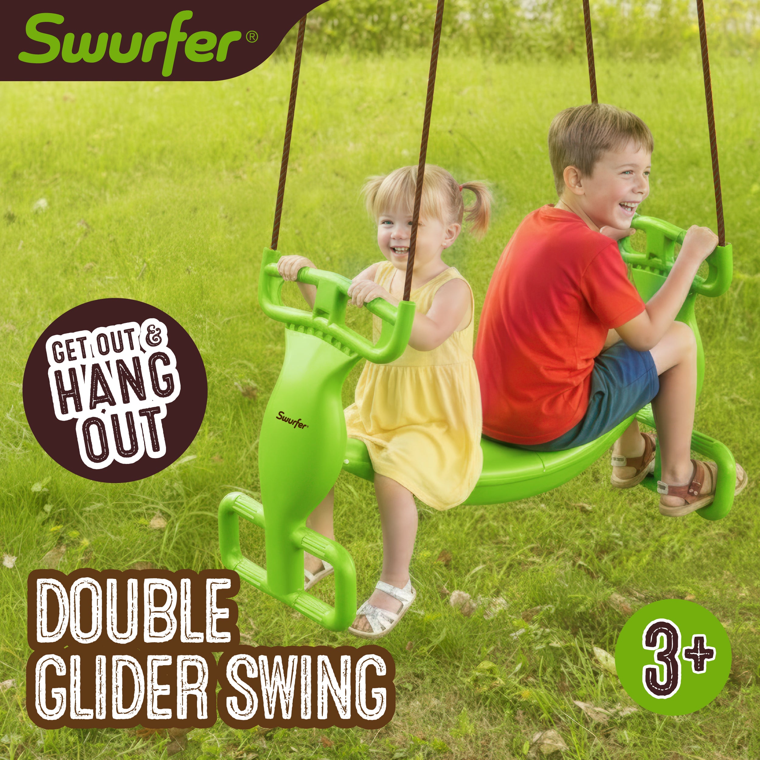 Double Rider Glider Swing Green/Brown