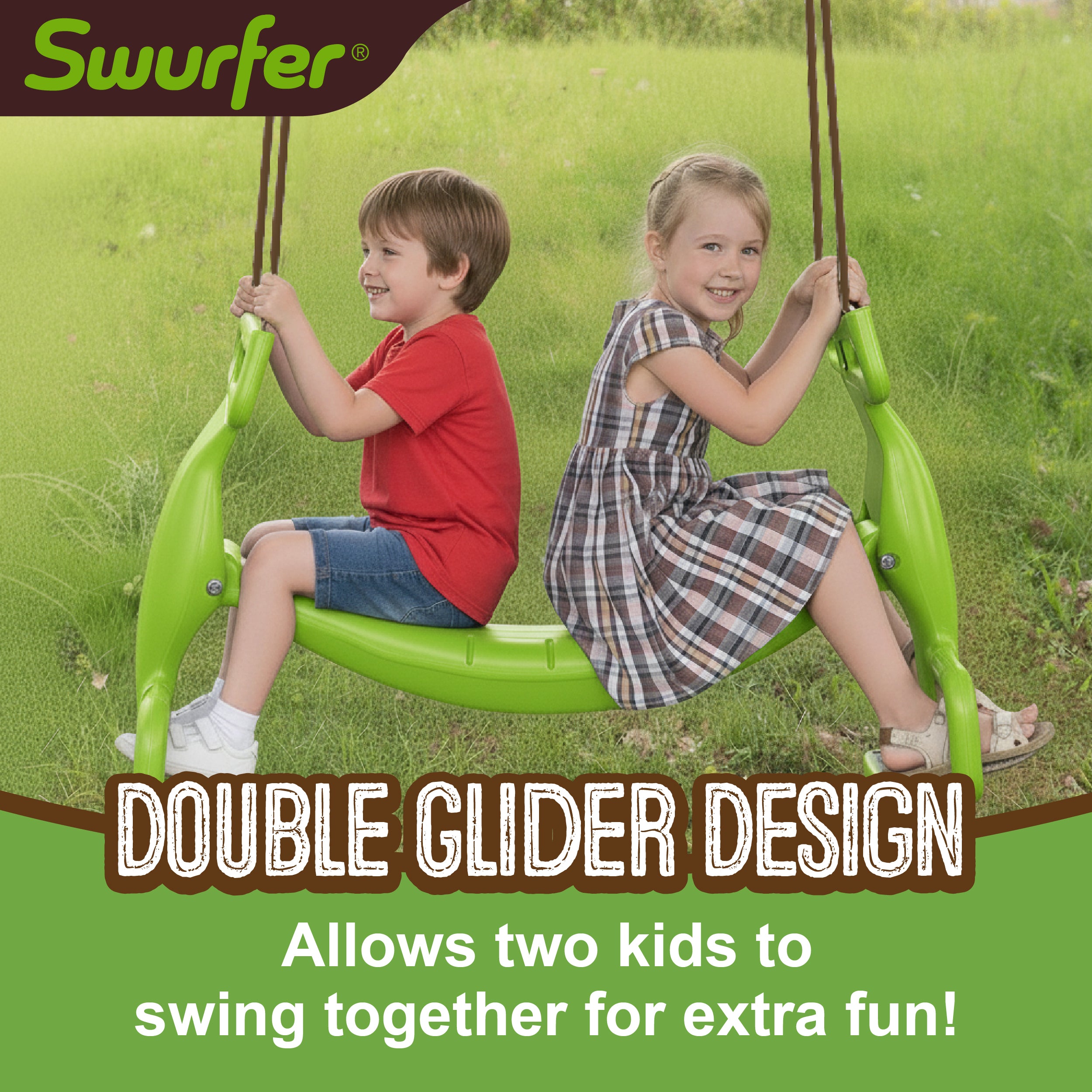 Double Rider Glider Swing Green/Brown