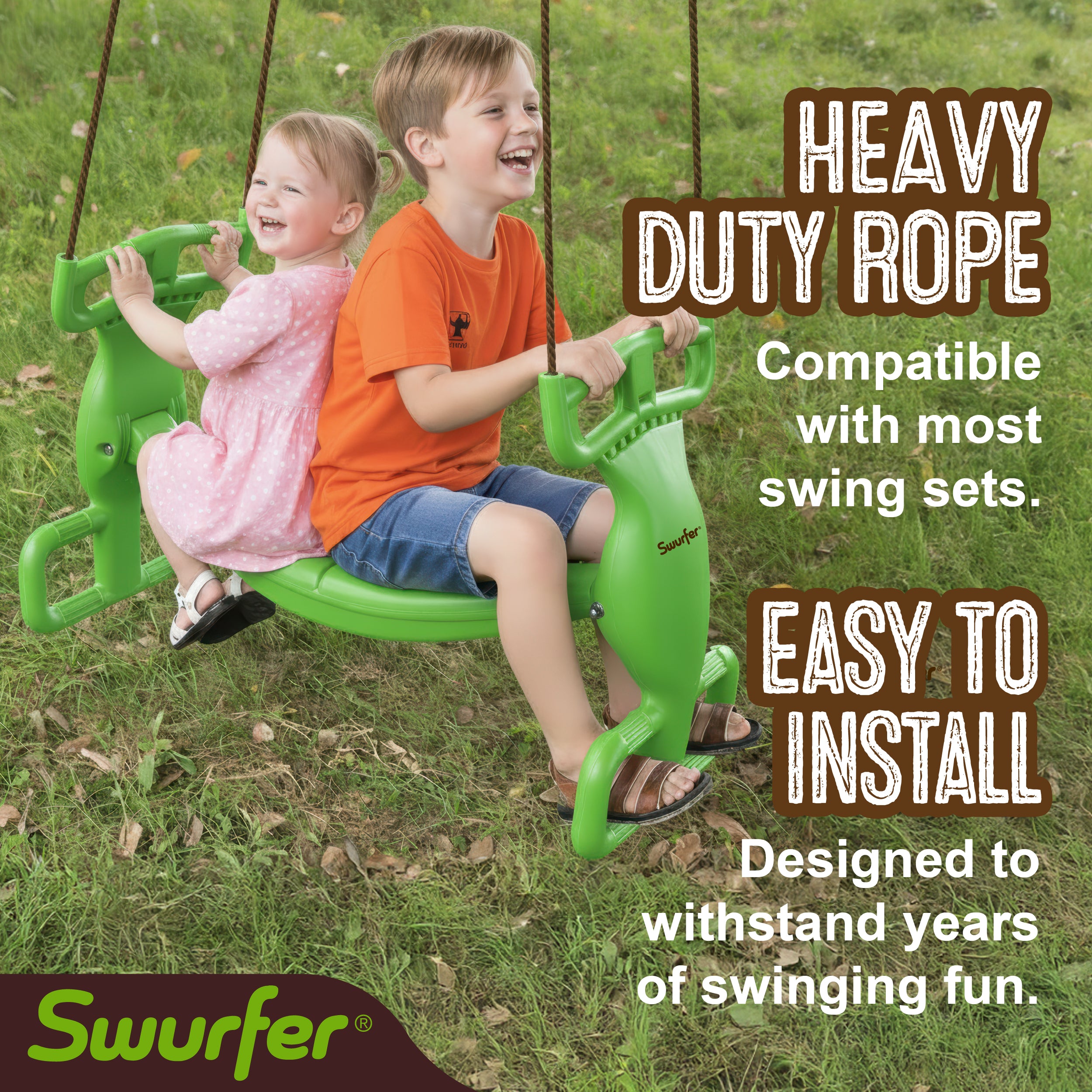 Double Rider Glider Swing Green/Brown