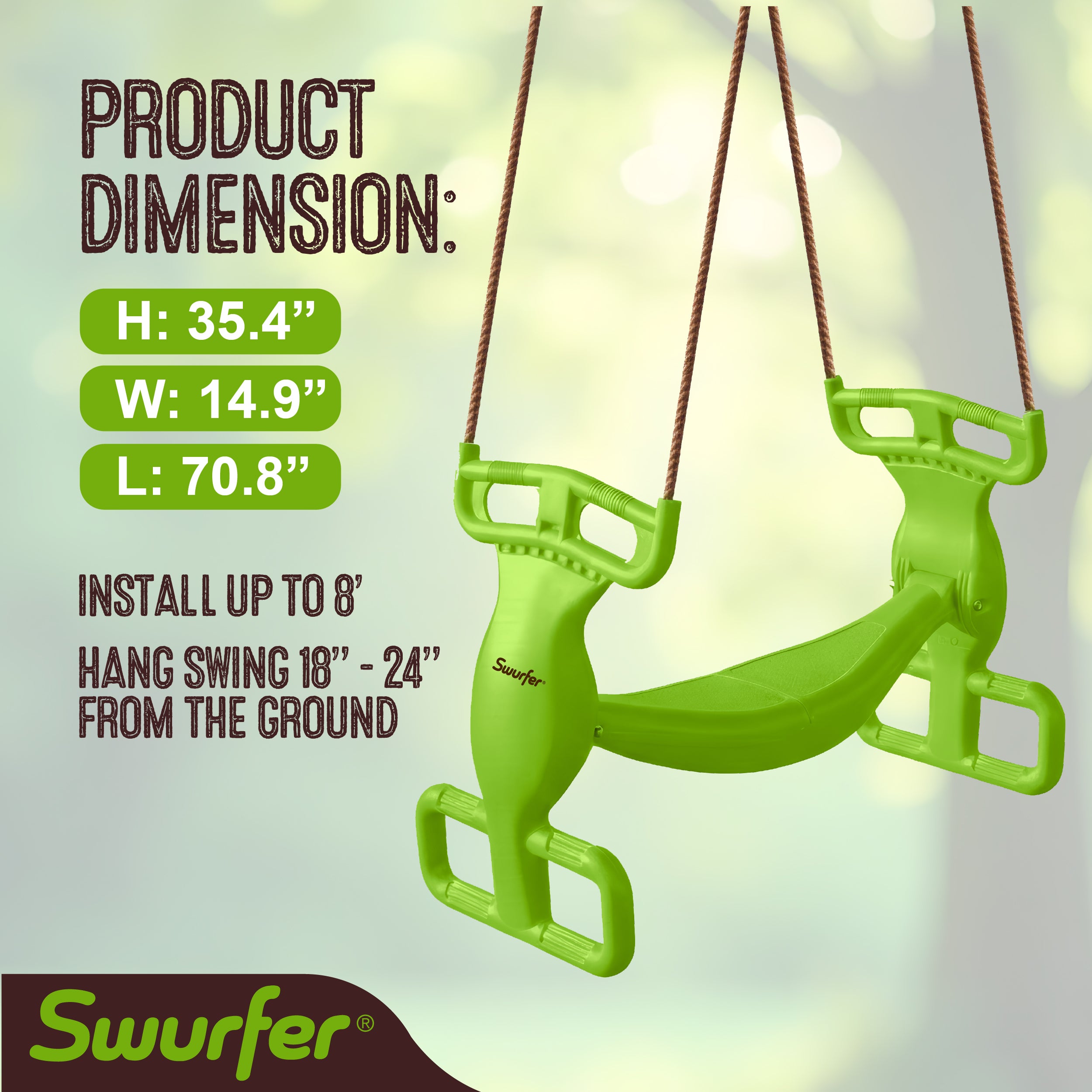 Double Rider Glider Swing Green/Brown