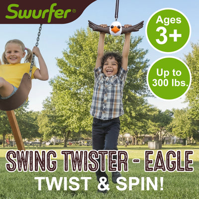 Swurfer Ninja Twister Swing Spins Set - 360° Twist Spin Toy, Swing Sets Accessories for Backyard, Kids Outdoor Play Toys, Slackline Attachment, Easy Install, Adjust Height, Durable,Up to 300lbs Eagle