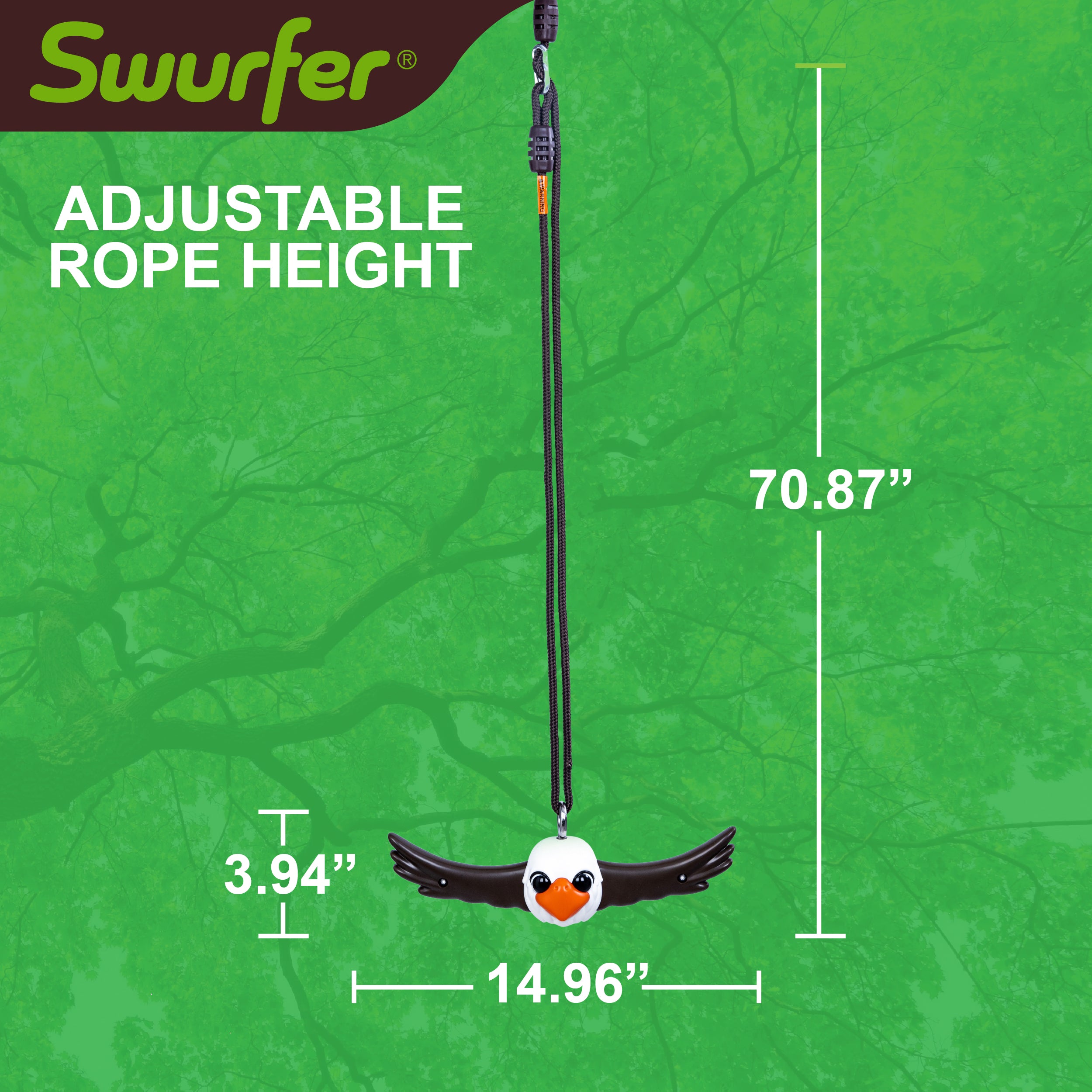 Swurfer Ninja Twister Swing Spins Set - 360° Twist Spin Toy, Swing Sets Accessories for Backyard, Kids Outdoor Play Toys, Slackline Attachment, Easy Install, Adjust Height, Durable,Up to 300lbs Eagle