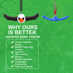 Swurfer Ninja Twister Swing Spins Set - 360° Twist Spin Toy, Swing Sets Accessories for Backyard, Kids Outdoor Play Toys, Slackline Attachment, Easy Install, Adjust Height, Durable,Up to 300lbs Eagle