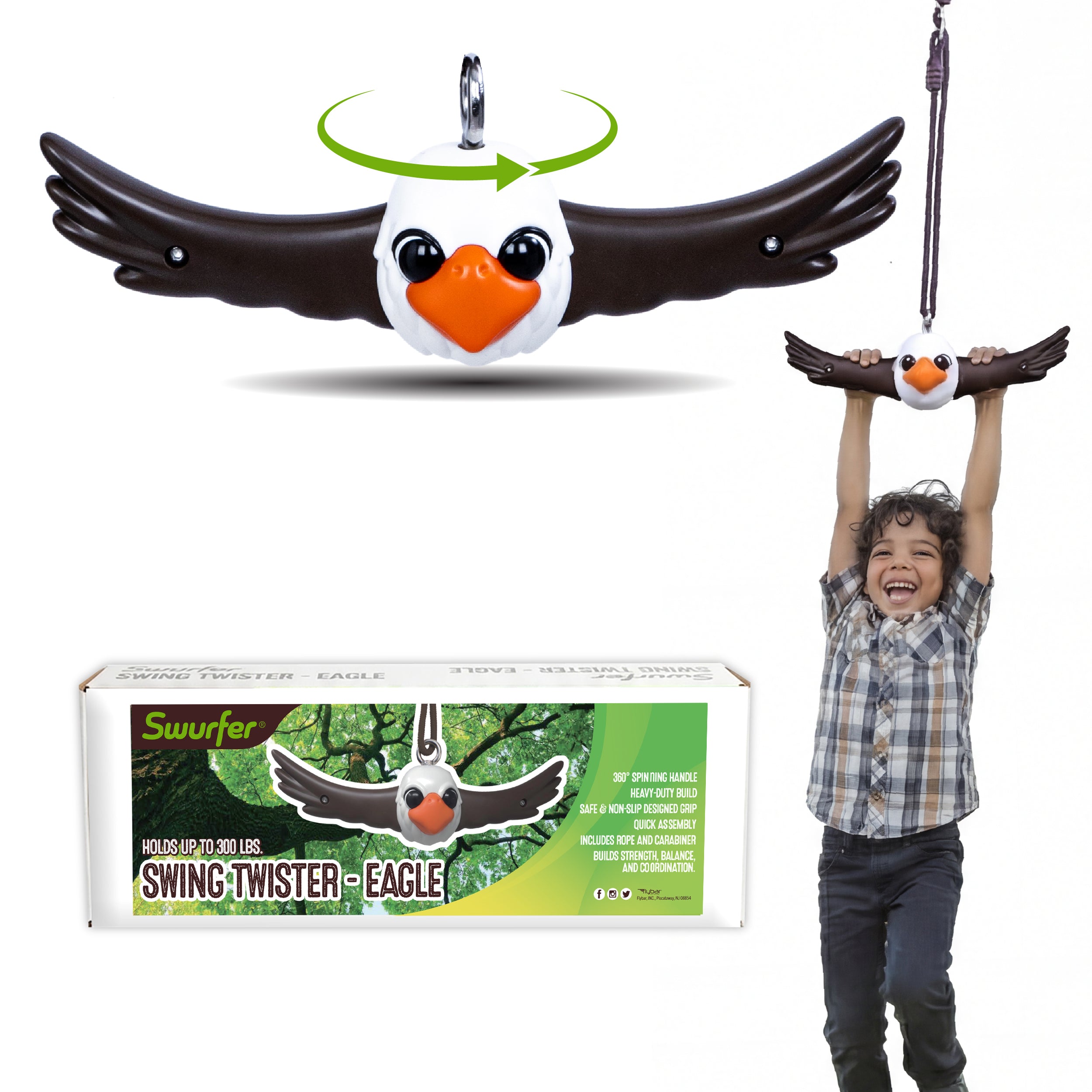 Swurfer Ninja Twister Swing Spins Set - 360° Twist Spin Toy, Swing