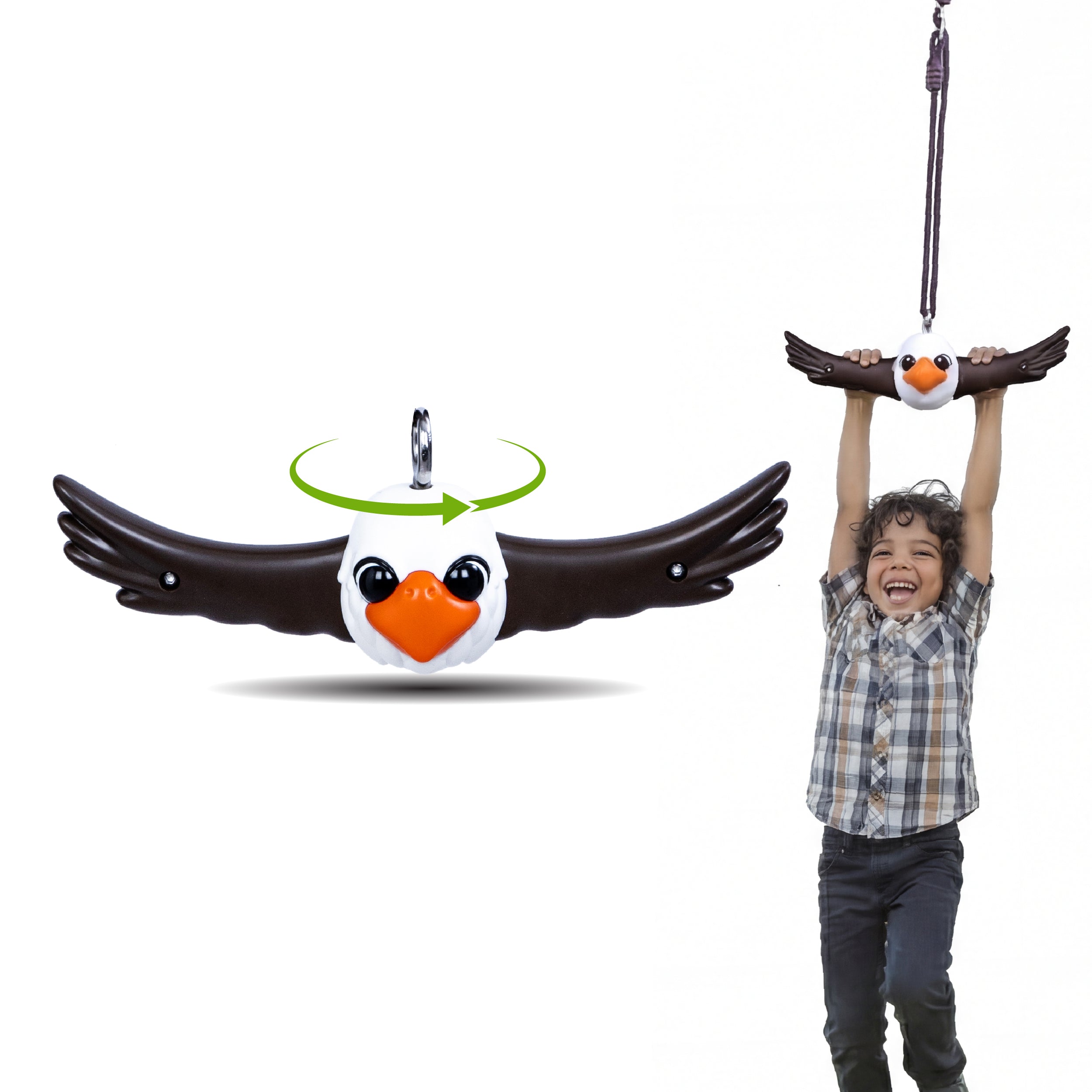 Swurfer Ninja Twister Swing Spins Set - 360° Twist Spin Toy, Swing Sets Accessories for Backyard, Kids Outdoor Play Toys, Slackline Attachment, Easy Install, Adjust Height, Durable,Up to 300lbs Eagle