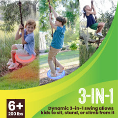 Swurfer Disco Tree Swing with LED Lights - Swing Sets for Backyard, Outdoor Swing, Swingset Outdoor for Kids, Easy Installation, Up to 200lbs