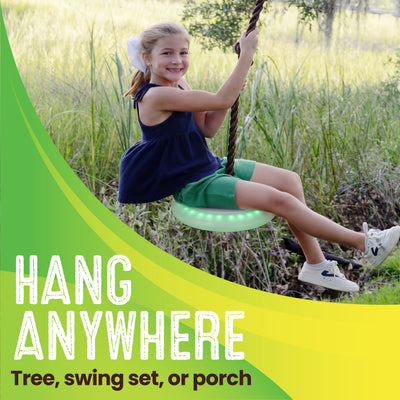 Swurfer Disco Tree Swing with LED Lights - Swing Sets for Backyard, Outdoor Swing, Swingset Outdoor for Kids, Easy Installation, Up to 200lbs