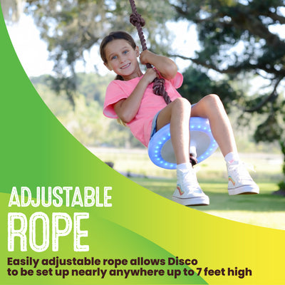 Swurfer Disco Tree Swing with LED Lights - Swing Sets for Backyard, Outdoor Swing, Swingset Outdoor for Kids, Easy Installation, Up to 200lbs