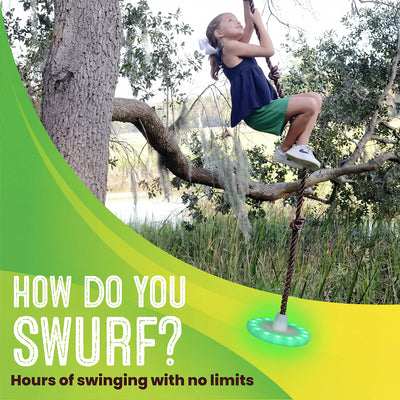 Swurfer Disco Tree Swing with LED Lights - Swing Sets for Backyard, Outdoor Swing, Swingset Outdoor for Kids, Easy Installation, Up to 200lbs