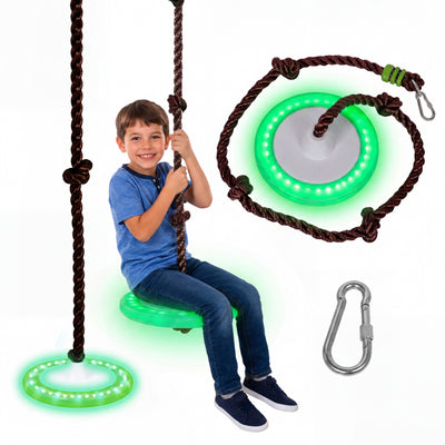Swurfer Disco Tree Swing with LED Lights - Swing Sets for Backyard, Outdoor Swing, Swingset Outdoor for Kids, Easy Installation, Up to 200lbs