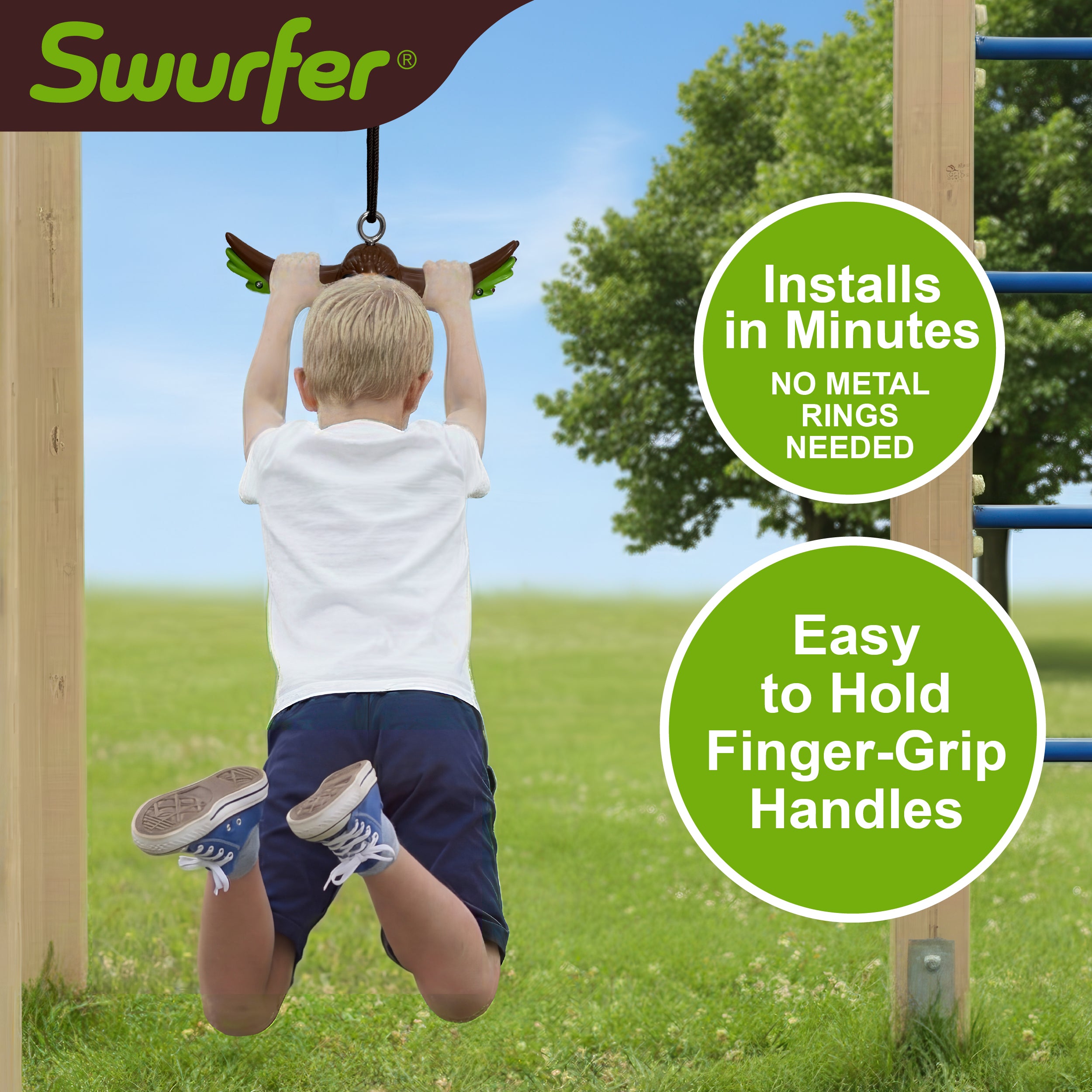 Swurfer Ninja Twister Swing Spins Set - 360° Twist Spin Toy, Swing Set Accessories for Backyard, Kids Outdoor Toys, Playground Hang Toys, Easy Install, Adjust Height, Durable, Up to 300lbs, Hawk