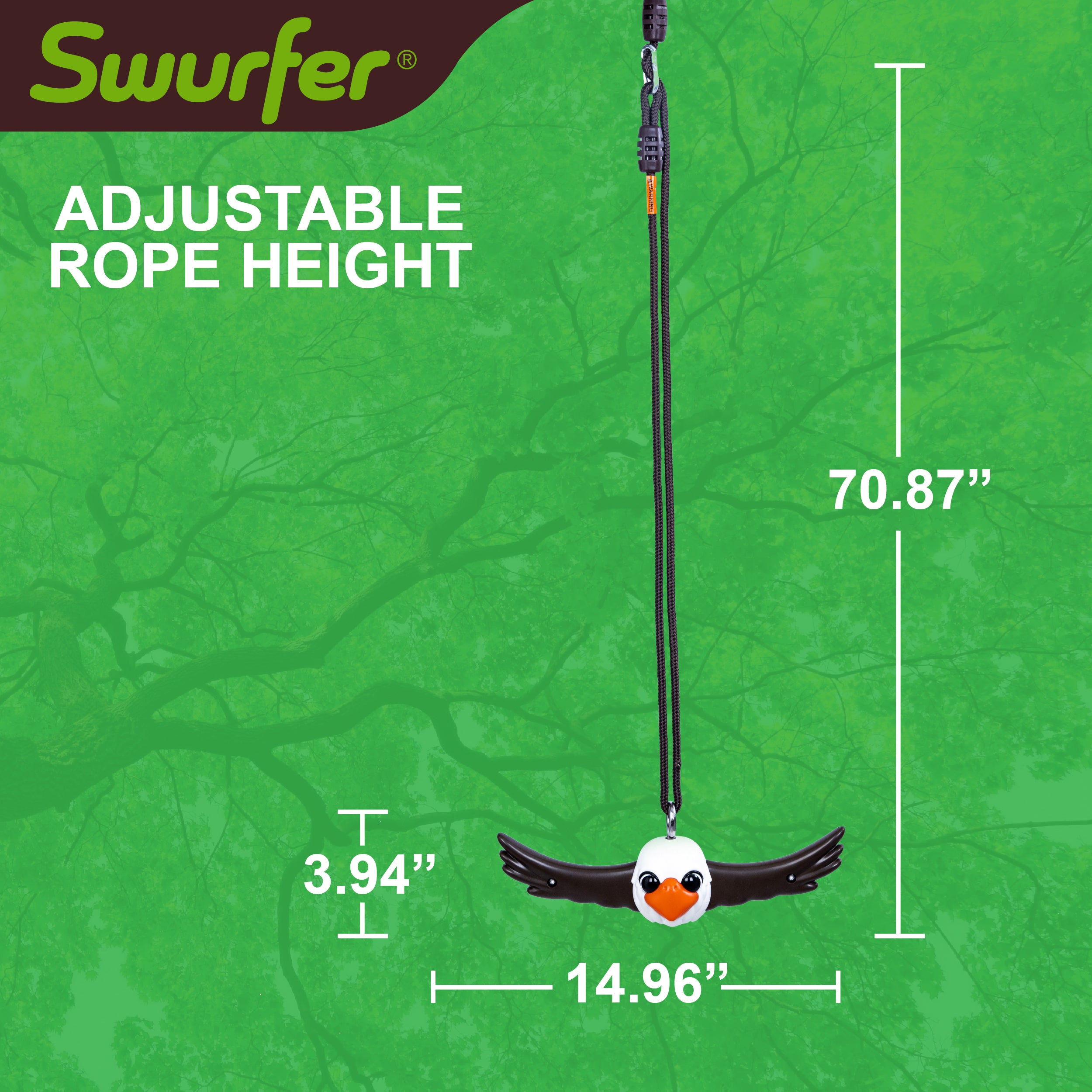 Swurfer Ninja Twister Swing Spins Set - 360° Twist Spin Toy, Swing Set Accessories for Backyard, Kids Outdoor Toys, Playground Hang Toys, Easy Install, Adjust Height, Durable, Up to 300lbs, Hawk