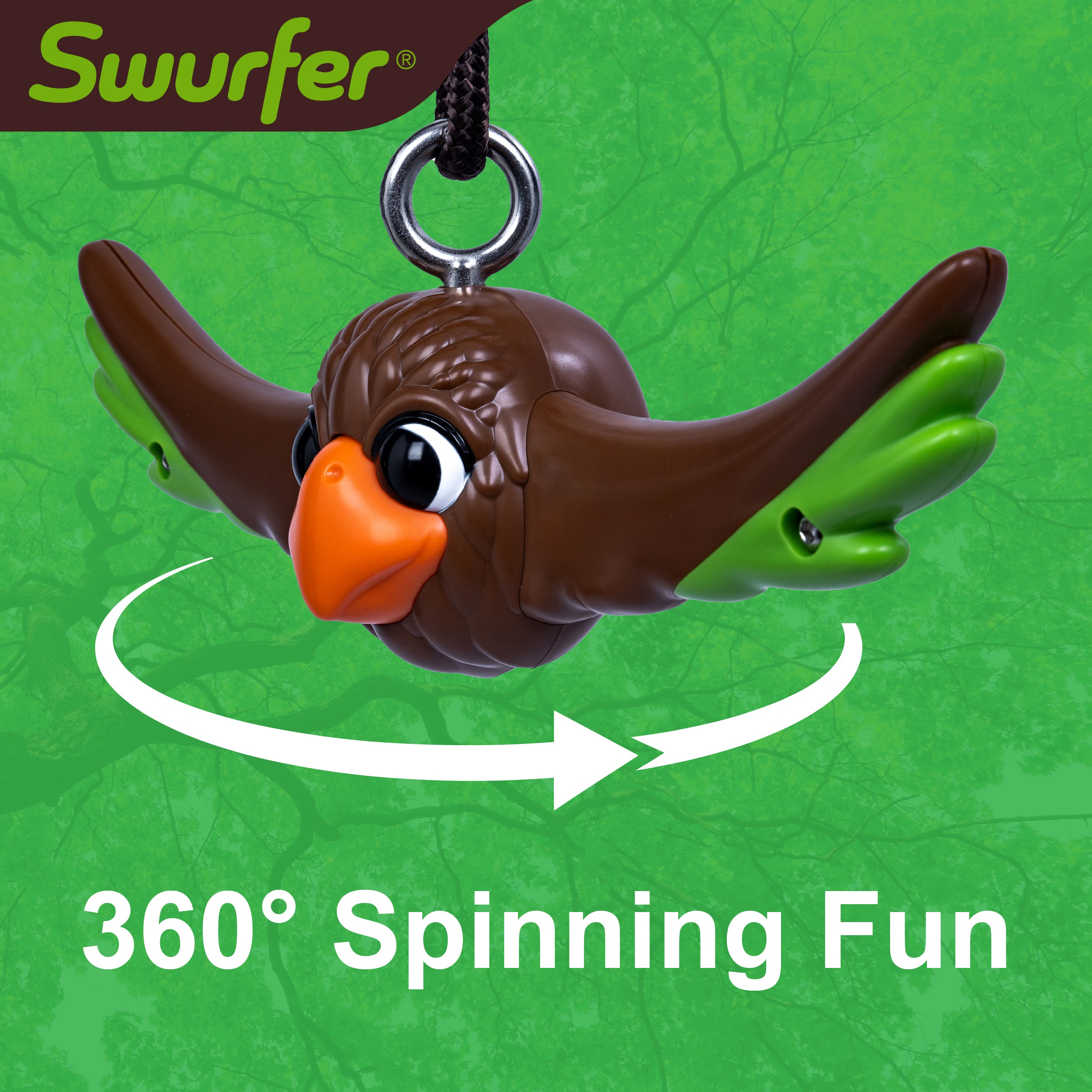 Swurfer Ninja Twister Swing Spins Set - 360° Twist Spin Toy, Swing Set Accessories for Backyard, Kids Outdoor Toys, Playground Hang Toys, Easy Install, Adjust Height, Durable, Up to 300lbs, Hawk