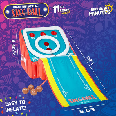 Flybar FunPark Giant Inflatable Skee‑Ball Game – 11 Ft. Long Arcade Toy  with 4 Balls and Electric Air Pump for Backyard, Indoor or Outdoor Family Play; Active Game for Kids & Adults, Ages 6+