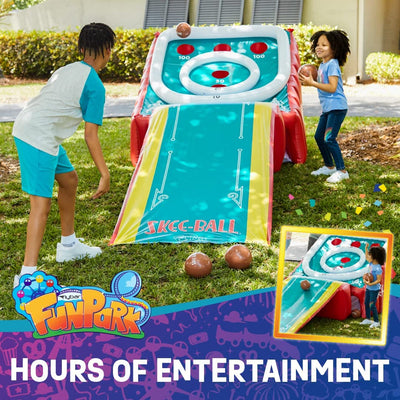 Flybar FunPark Giant Inflatable Skee‑Ball Game – 11 Ft. Long Arcade Toy  with 4 Balls and Electric Air Pump for Backyard, Indoor or Outdoor Family Play; Active Game for Kids & Adults, Ages 6+