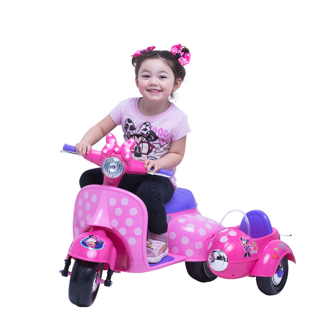 Minnie mouse sidecar top scooter