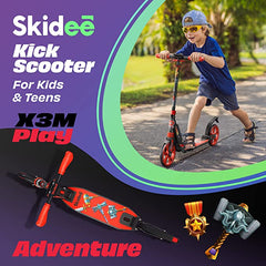 X3M Scooter for Kids Ages 6-12 - Scooters for Teens 12 Years and Up - Adult Scooter with Anti-Shock Suspension - Scooter for Kids 8 Years and Up with 4 Adjustment Levels Handlebar Up to 41 Inches High