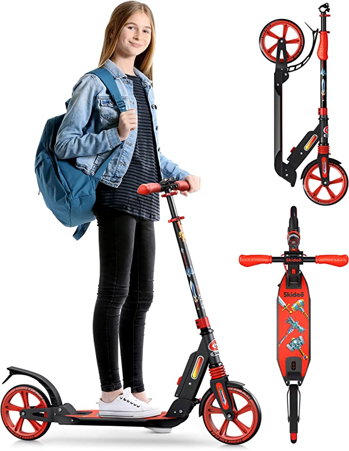 X3M Scooter for Kids Ages 6-12 - Scooters for Teens 12 Years and Up - Adult Scooter with Anti-Shock Suspension - Scooter for Kids 8 Years and Up with 4 Adjustment Levels Handlebar Up to 41 Inches High