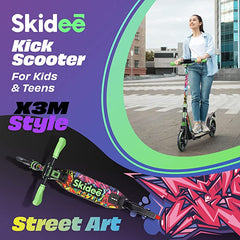 X3M Scooter for Kids Ages 6-12 - Scooters for Teens 12 Years and Up - Adult Scooter with Anti-Shock Suspension - Scooter for Kids 8 Years and Up with 4 Adjustment Levels Handlebar Up to 41 Inches High