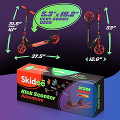 X3M Scooter for Kids Ages 6-12 - Scooters for Teens 12 Years and Up - Adult Scooter with Anti-Shock Suspension - Scooter for Kids 8 Years and Up with 4 Adjustment Levels Handlebar Up to 41 Inches High