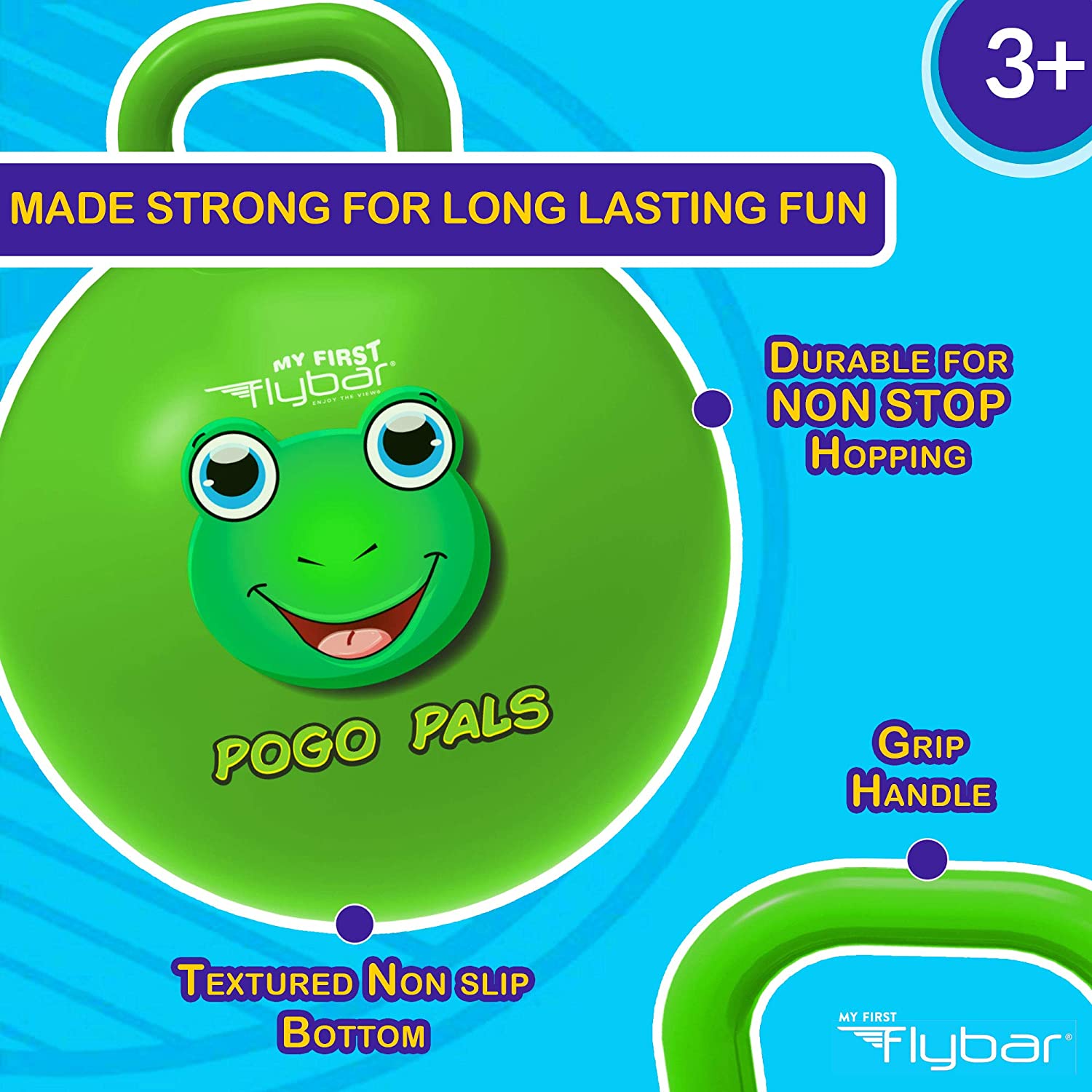 Pogo Pals Froggy Bouncy Hopper Ball, Indoor/Outdoor, Kids ages 3+
