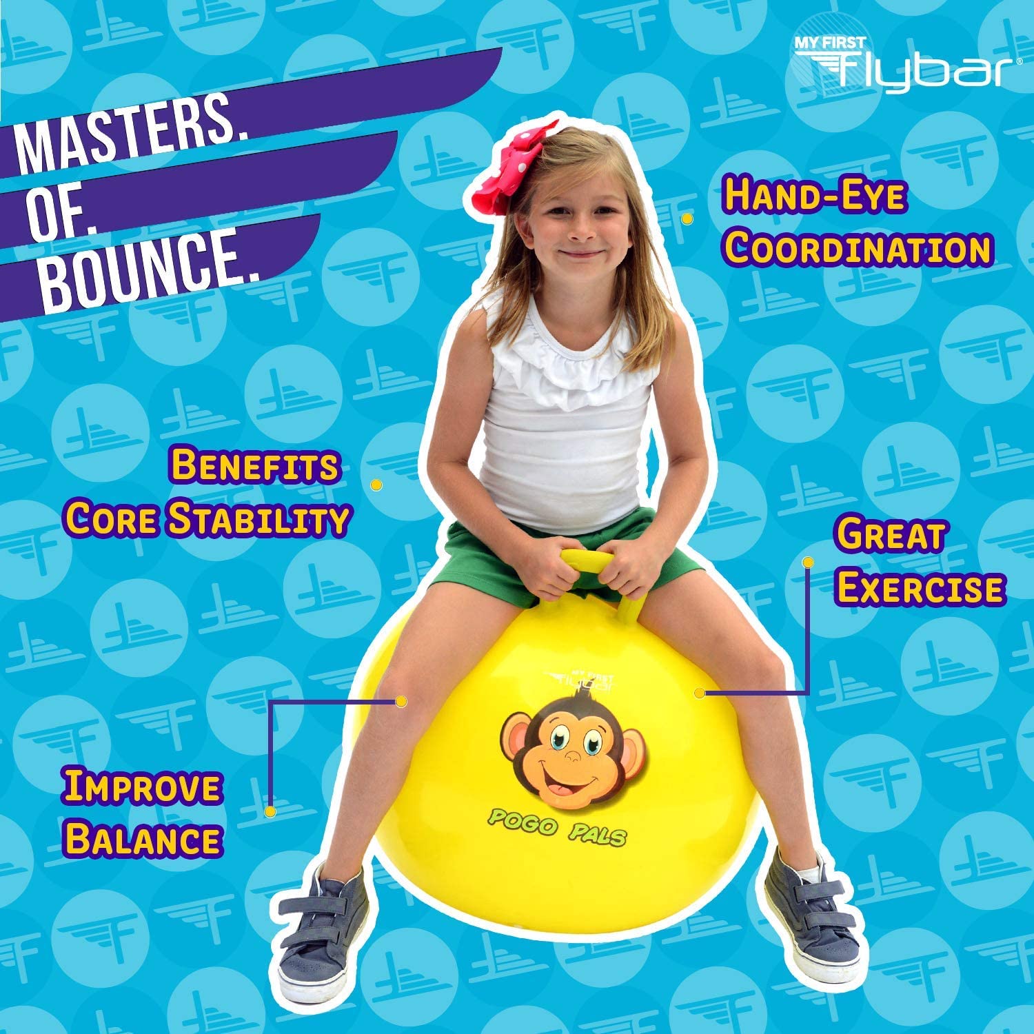 Pogo Pals Monkey Bouncy Hopper Ball, Indoor/Outdoor, Kids ages 3+