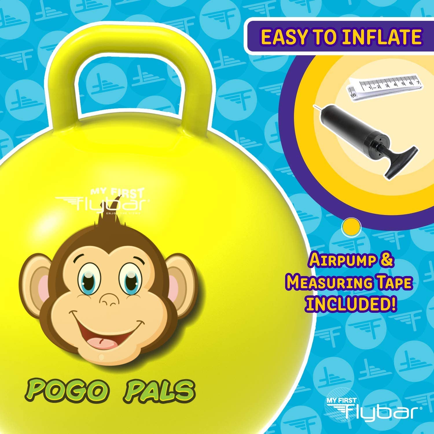 Pogo Pals Monkey Bouncy Hopper Ball, Indoor/Outdoor, Kids ages 3+