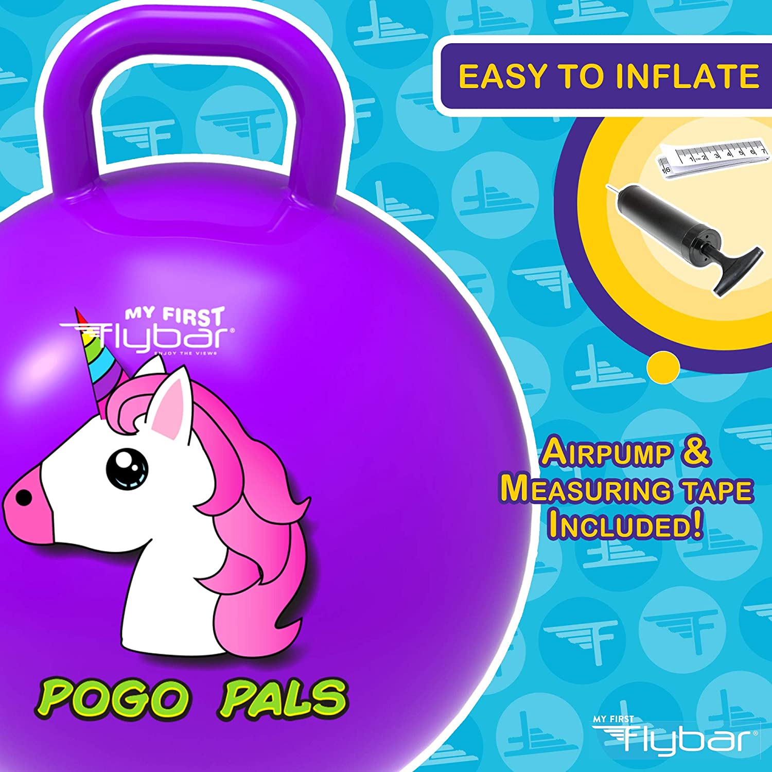 Pogo Pals Unicorn Bouncy Hopper Ball, Indoor/Outdoor, Kids ages 3+ Flybar