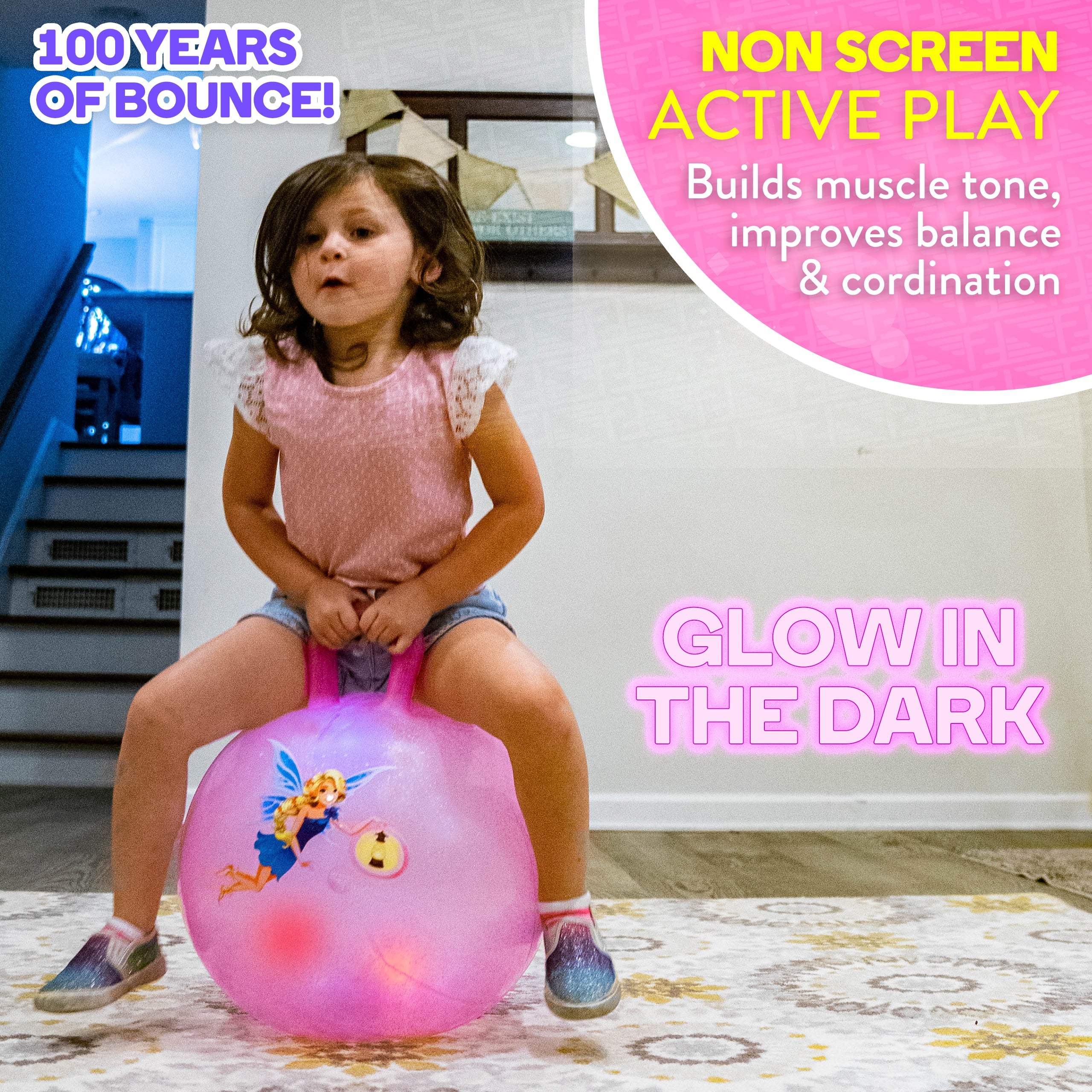 LED Light Up Dance Party Hopper Ball, Indoor/Outdoor, Kids 3+