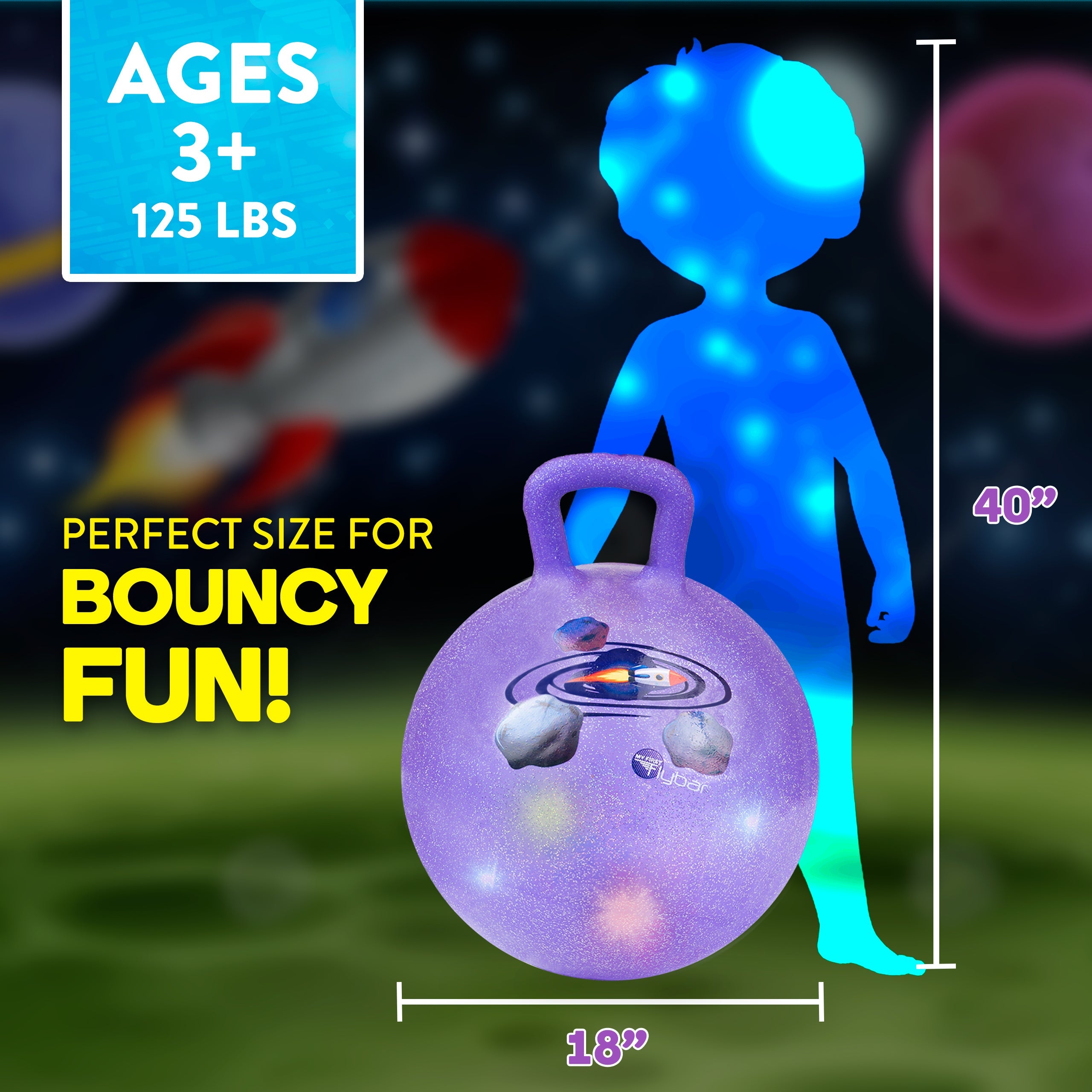 LED Light Up Dance Party Hopper Ball, Indoor/Outdoor, Kids 3+