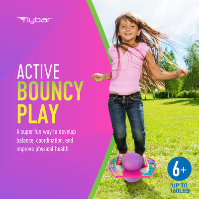 Flybar Pogo Trick Ball for Kids – Balance Bounce Board with Anti-Slip Deck – Pump Included - Indoor & Outdoor Toys for Boys and Girls Fun Way to Reduce Screen Time Supports up to 160 lbs – Ages 6+