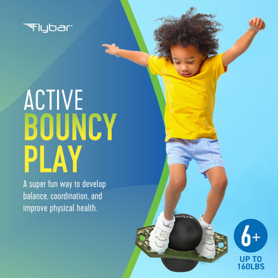 Flybar Pogo Trick Ball for Kids – Balance Bounce Board with Anti-Slip Deck – Pump Included - Indoor & Outdoor Toys for Boys and Girls Fun Way to Reduce Screen Time Supports up to 160 lbs – Ages 6+