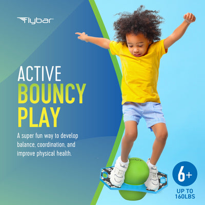 Flybar Pogo Trick Ball for Kids – Balance Bounce Board with Anti-Slip Deck – Pump Included - Indoor & Outdoor Toys for Boys and Girls Fun Way to Reduce Screen Time Supports up to 160 lbs – Ages 6+