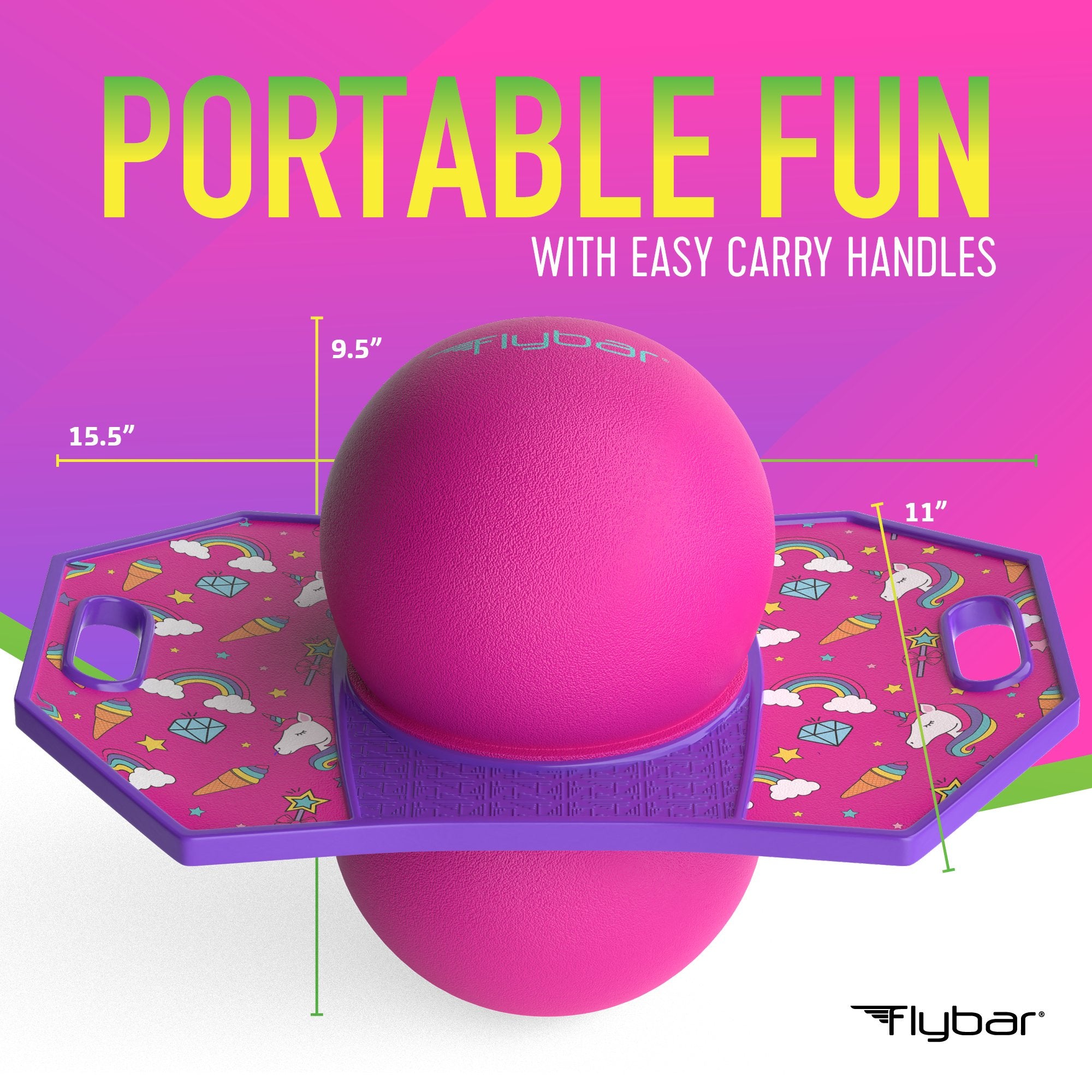 Flybar Pogo Trick Ball for Kids – Balance Bounce Board with Anti-Slip Deck – Pump Included - Indoor & Outdoor Toys for Boys and Girls Fun Way to Reduce Screen Time Supports up to 160 lbs – Ages 6+