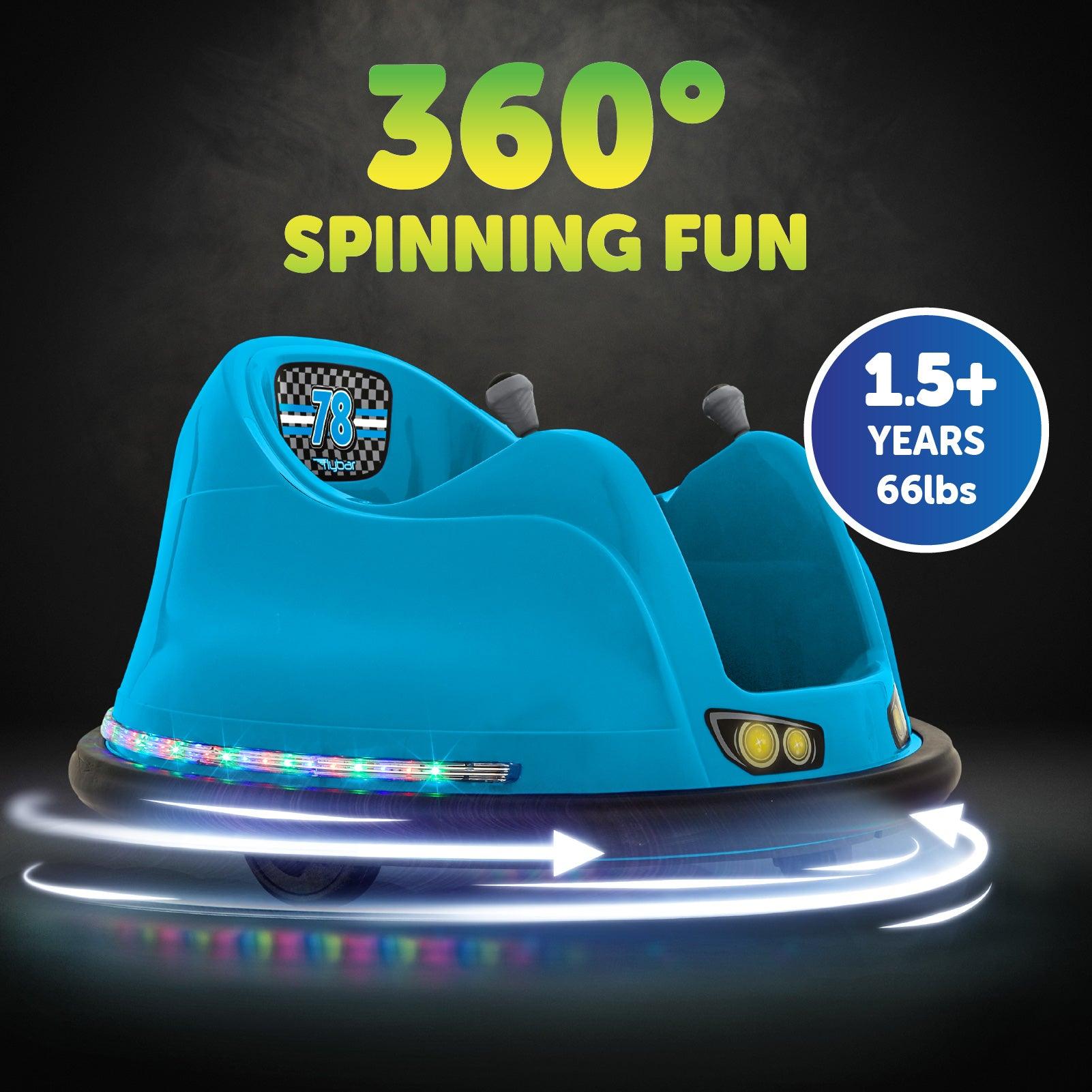 Flybar 6 Volts Bumper Car, Battery Powered Ride on, Fun LED Lights,  Includes Charger, Blue 