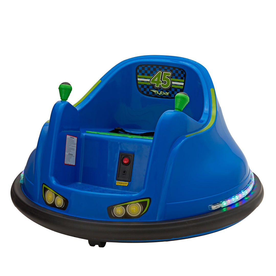 Flybar 6 Volts Bumper Car, Battery Powered Ride on, Fun LED Lights,  Includes Charger, Blue 