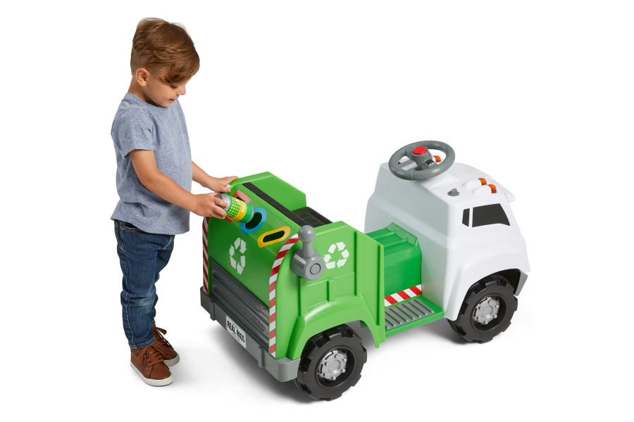 Real Rigs Recycling Truck Interactive Ride On for Kids Kid Trax Toys Flybar