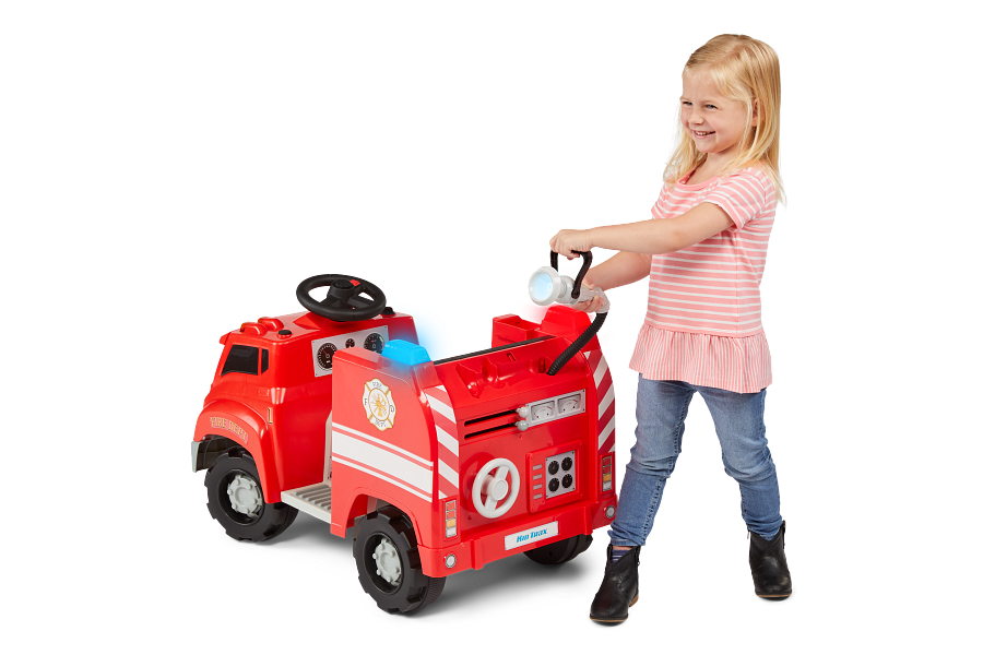 6V KT Interactive Fire Truck Red