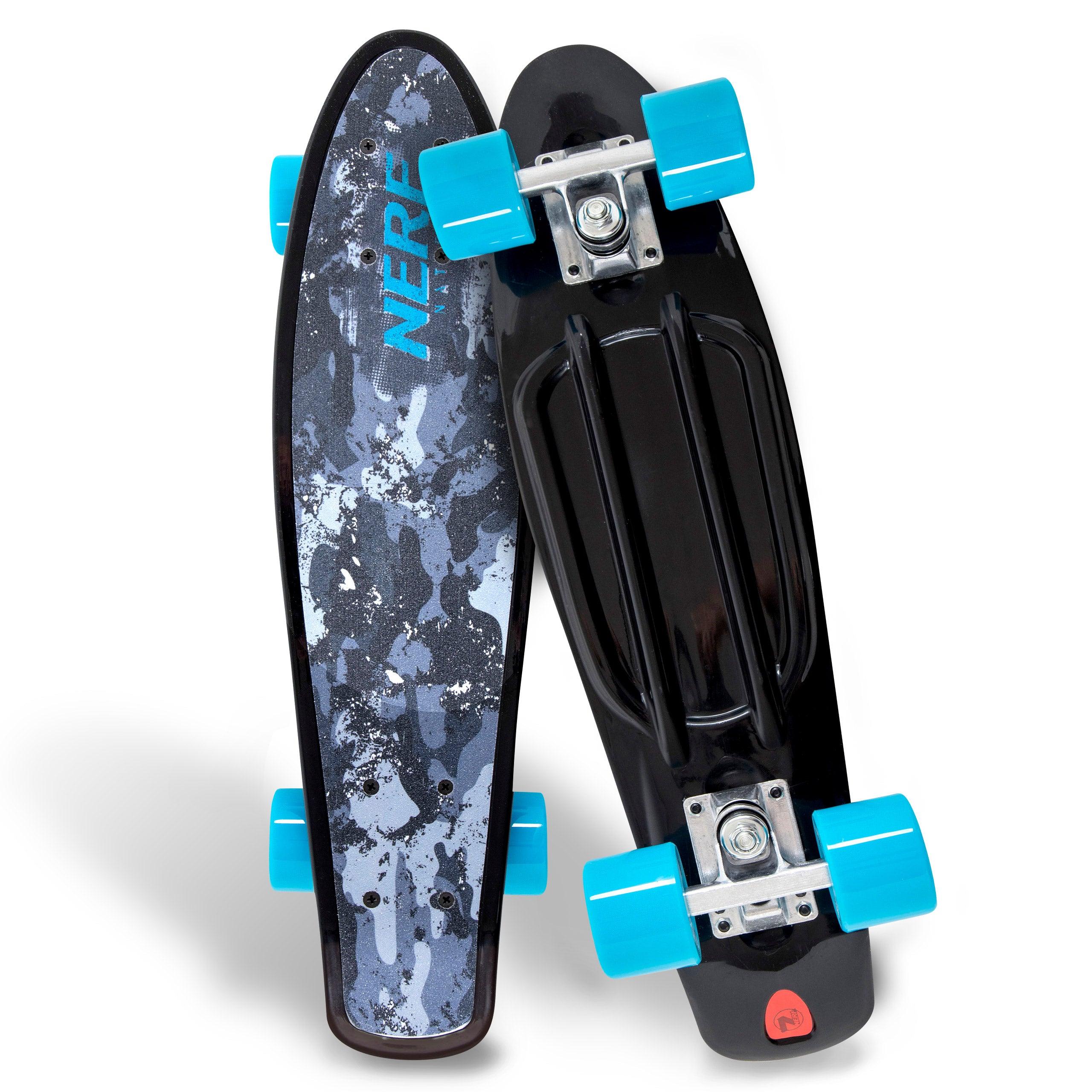 Flybar 22 Inch Complete Plastic Cruiser Skateboard Custom Non-Slip Deck Multiple Colors (NERF Blue) - Flybar1