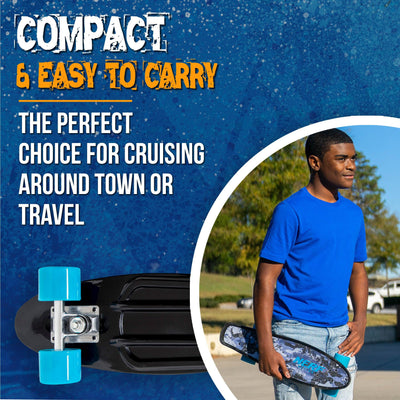 Flybar 22 Inch Complete Plastic Cruiser Skateboard Custom Non-Slip Deck Multiple Colors (NERF Blue) - Flybar1