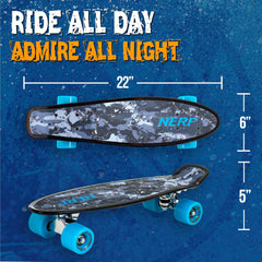 Flybar 22 Inch Complete Plastic Cruiser Skateboard Custom Non-Slip Deck Multiple Colors (NERF Blue) - Flybar1