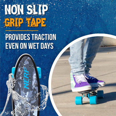 Flybar 22 Inch Complete Plastic Cruiser Skateboard Custom Non-Slip Deck Multiple Colors (NERF Blue) - Flybar1