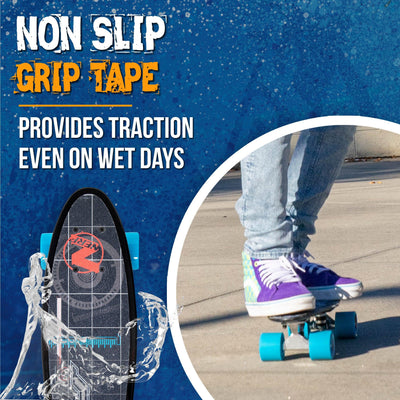Flybar 22 Inch Complete Plastic Cruiser Skateboard Custom Non-Slip Deck Multiple Colors (NERF Blue) - Flybar1