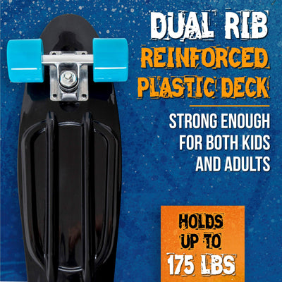 Flybar 22 Inch Complete Plastic Cruiser Skateboard Custom Non-Slip Deck Multiple Colors (NERF Blue) - Flybar1