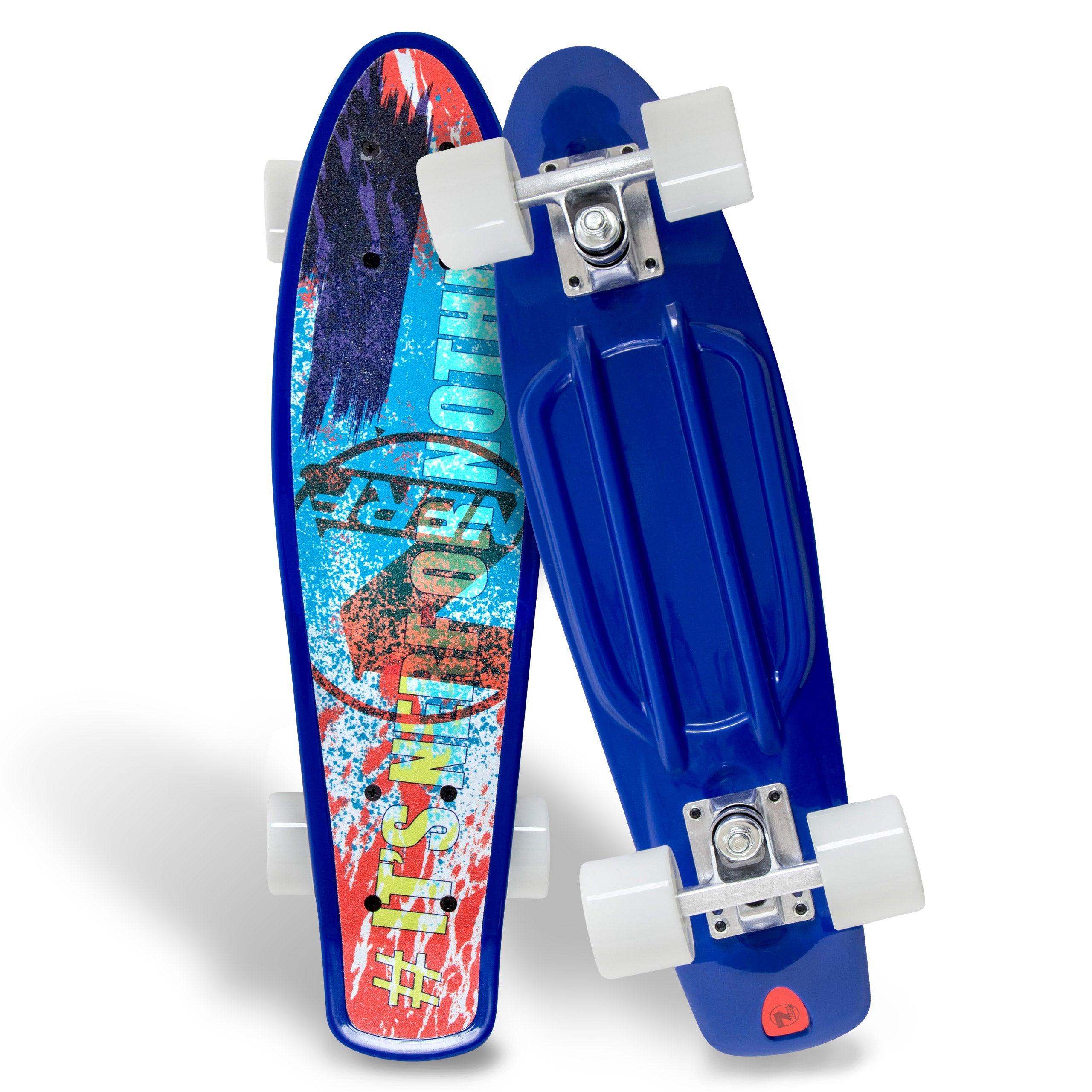 Flybar 22 Inch Complete Plastic Cruiser Skateboard Custom Non-Slip Deck Multiple Colors (NERF Blue) - Flybar1