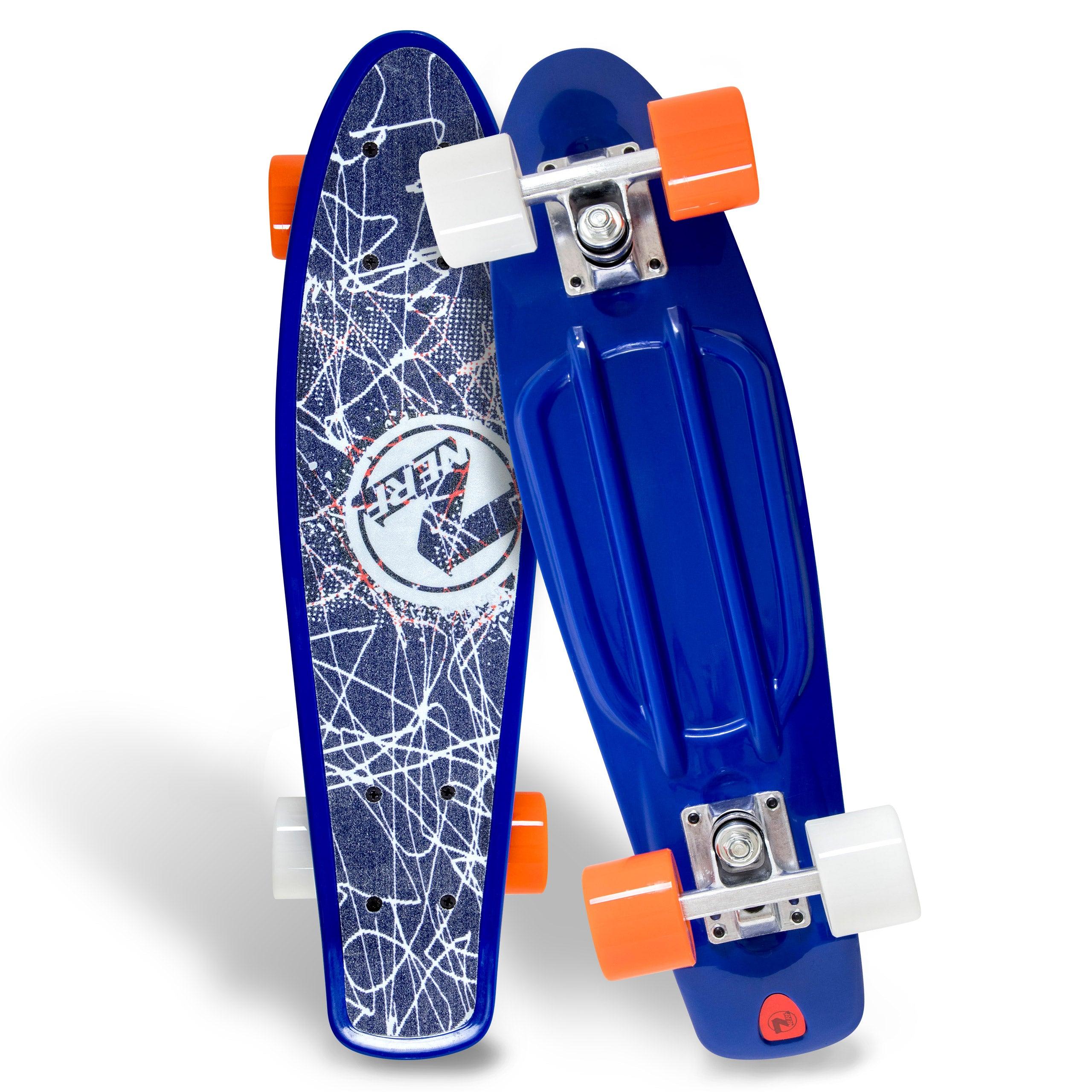 Flybar 22 Inch Complete Plastic Cruiser Skateboard Custom Non-Slip Deck Multiple Colors (NERF Blue) - Flybar1