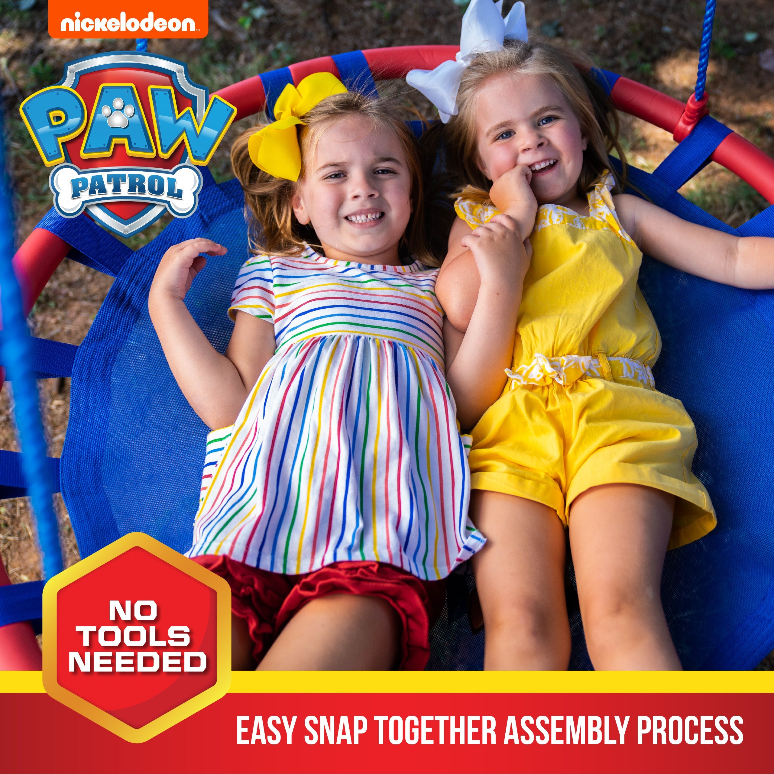 Paw Patrol 40" Orbit Mesh-Padded Saucer Tree Swing, Holds 4 Kids Up to 500lbs, Ages 3+