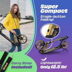 X3M Scooter for Kids Ages 6-12 - Scooters for Teens 12 Years and Up - Adult Scooter with Anti-Shock Suspension - Scooter for Kids 8 Years and Up with 4 Adjustment Levels Handlebar Up to 41 Inches High